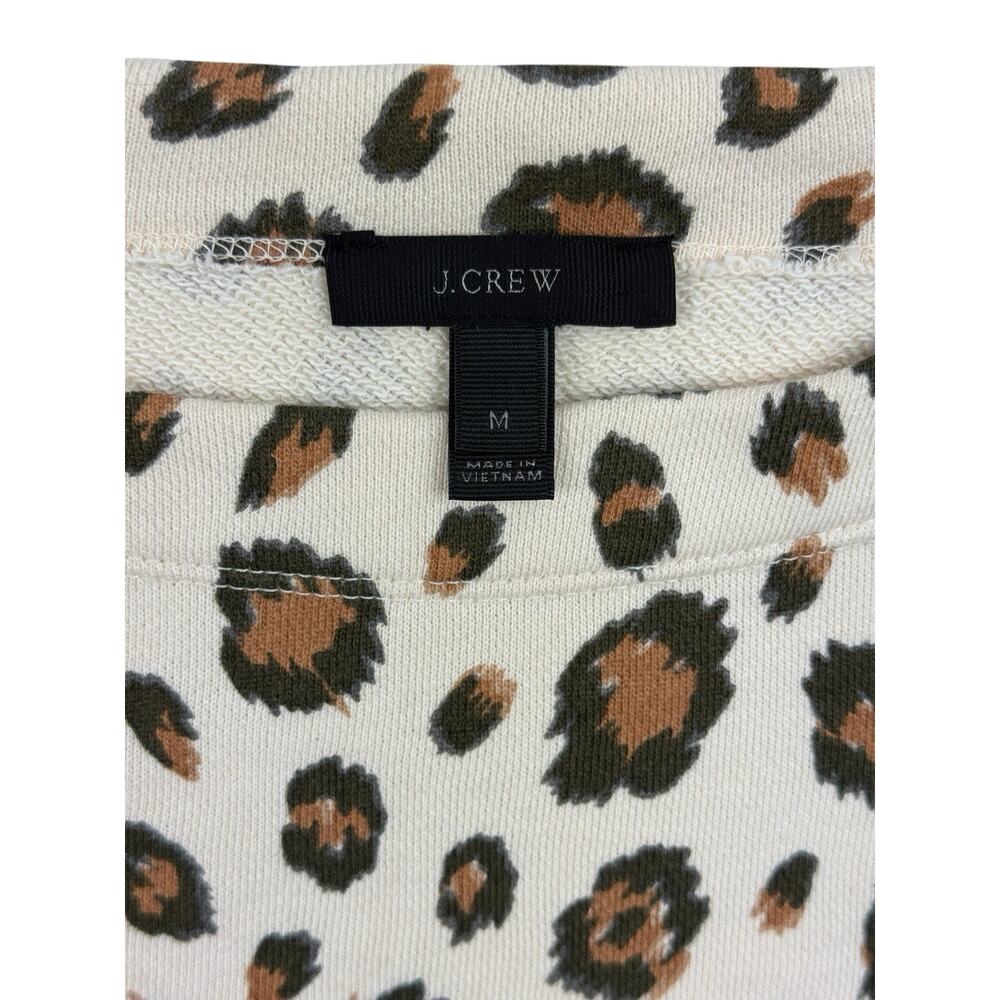 J.Crew Sweatshirt Leopard Print Cream Brown 3/4 Sleeve Boat Neck Women’s Medium - Picture 2 of 9